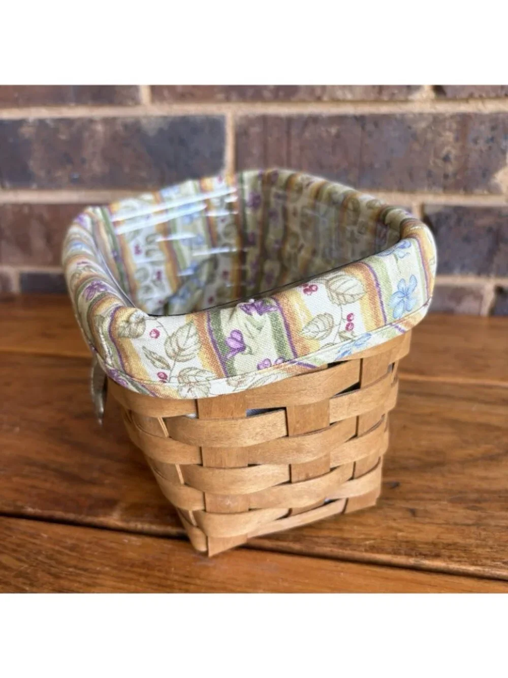 Longaberger  TV Time Basket Butterfly Charm Floral Fabric Liner & Protector